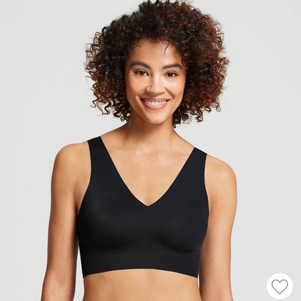 True & Co. Black V-Neck Bralette , M